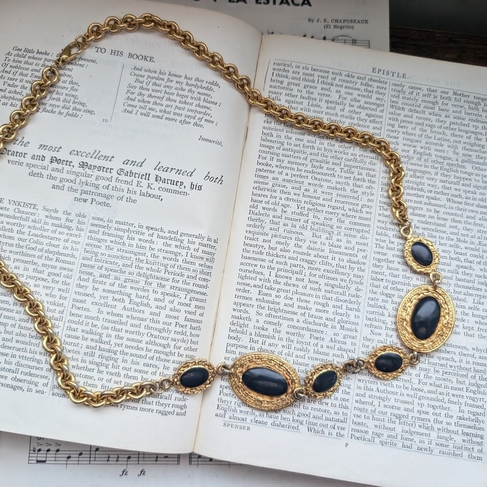Vintage Gold And Black Necklace